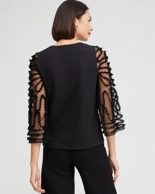 Knit Woven Soutache Sleeve Top