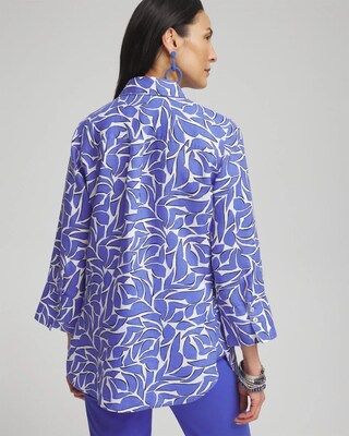 No Iron™ Linen Abstract 3/4 Sleeve Shirt