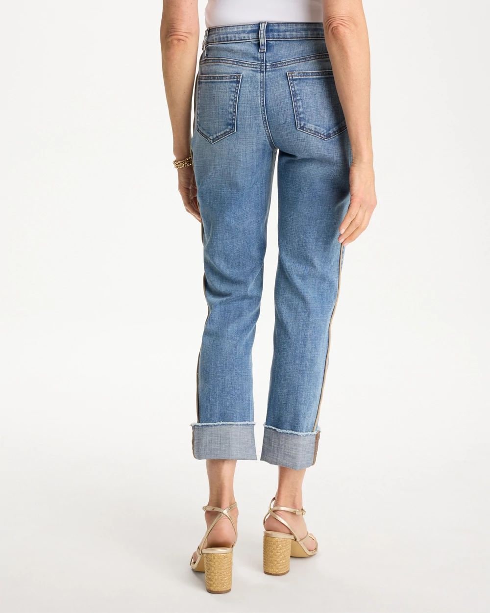 Girlfriend Roll Cuff Crop Jeans
