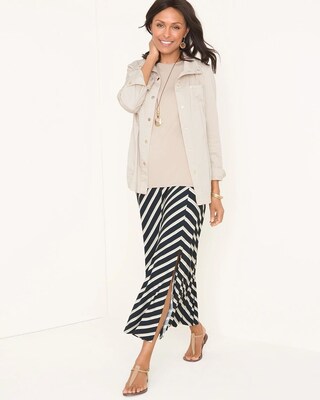 Striped Side-Slit Maxi Skirt