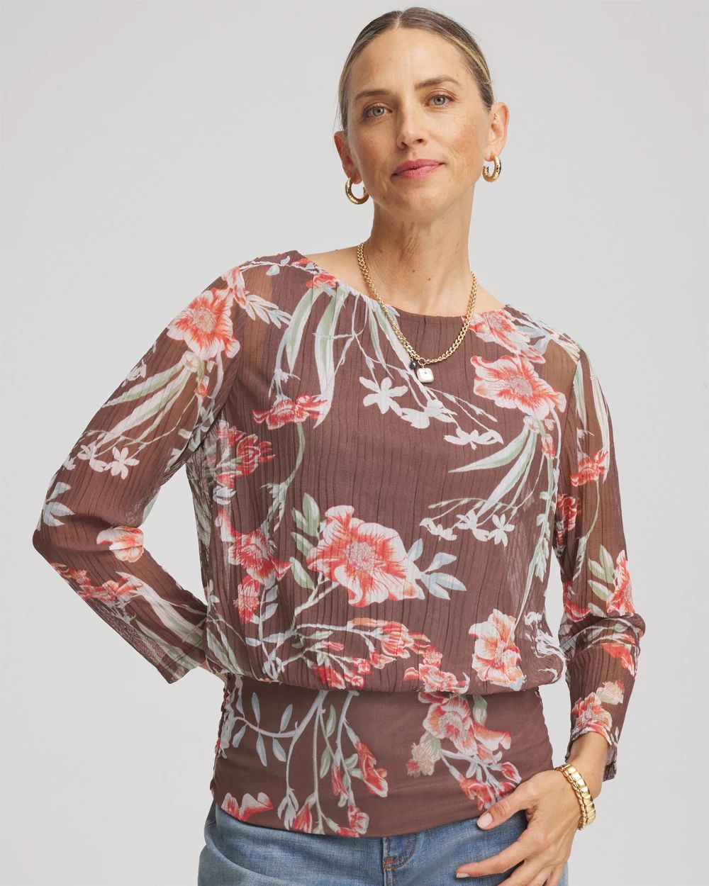 Textured Banded-Hem Top