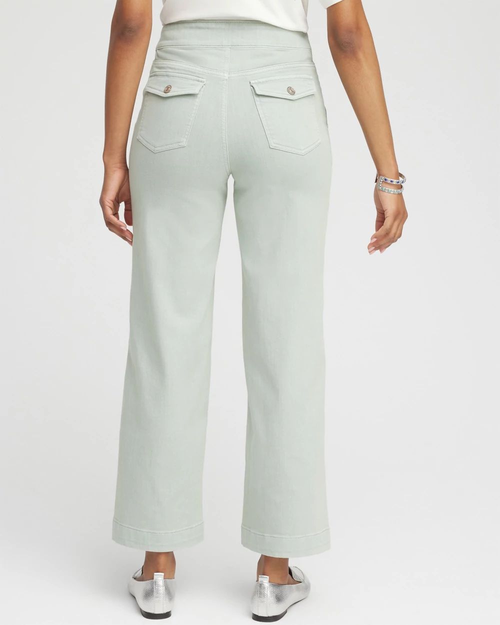 Pull-On Wide Leg Ankle Jeans click to view larger image.