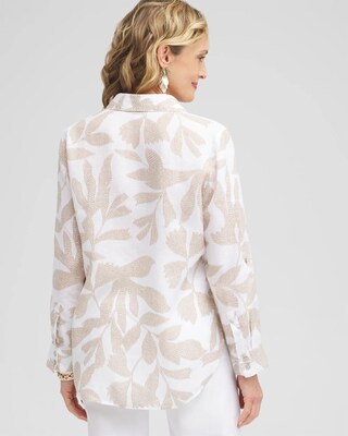 No Iron™ Linen Etched Leaf Tunic