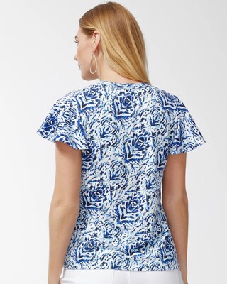 Touch of Cool Ikat Flutter Sleeve Tee