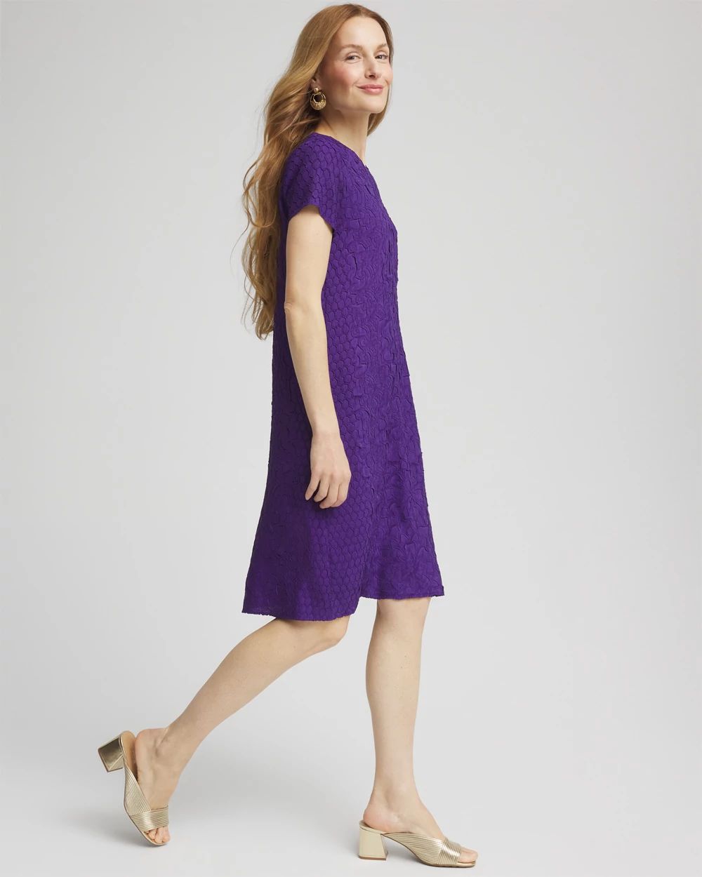 Travelers™ Collection Floral Embossed V-Neck Dress