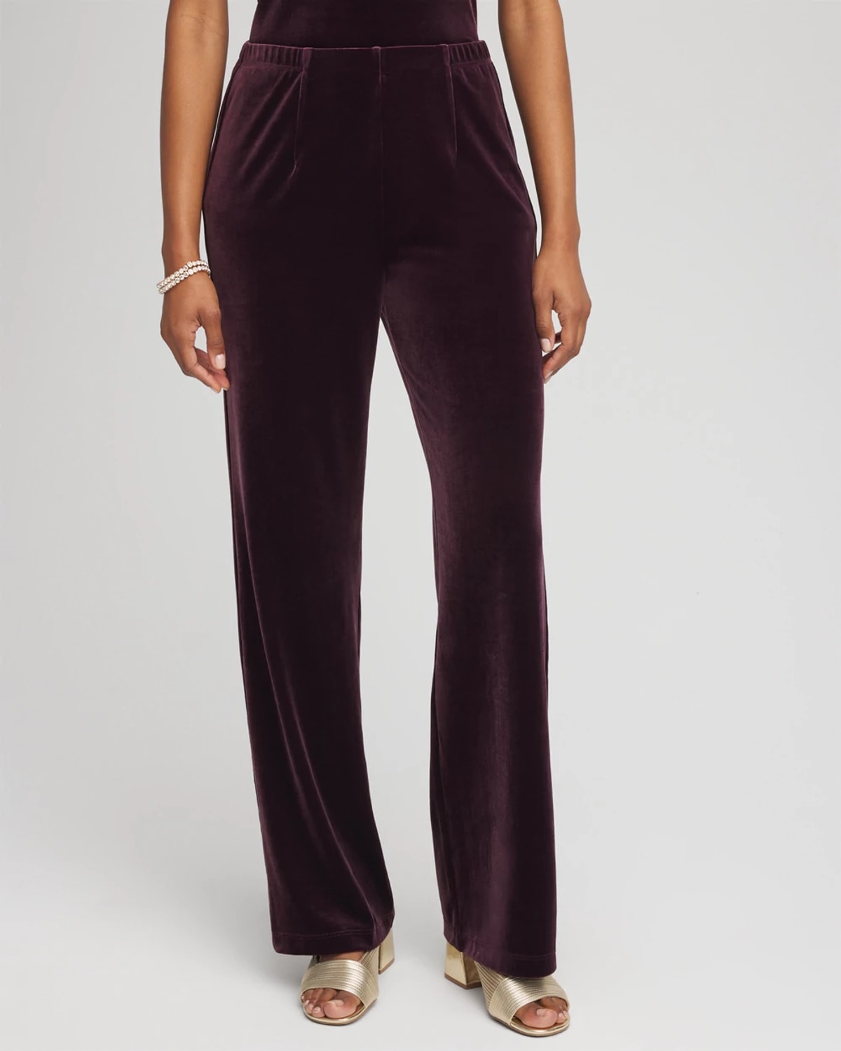 Chico's Petite Travelers Velvet Pants In Night Bloom In Purple