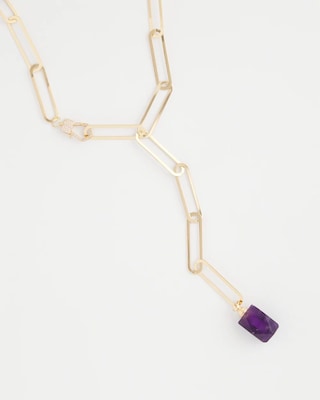 Amethyst Stone Link Chain Necklace click to view larger image.