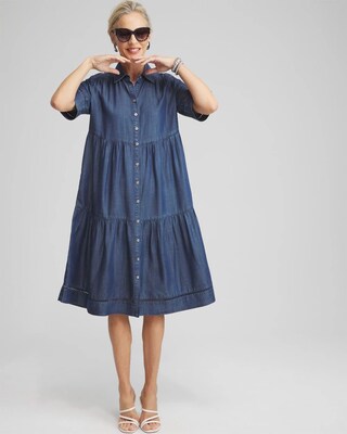 Eyelet Trim Midi Dress