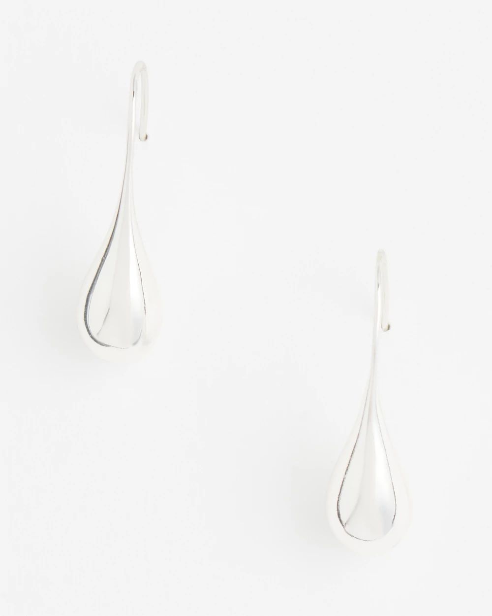 No Droop™ Silver Tone Teardrop Threader Earrings click to view larger image.