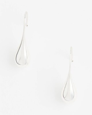 No Droop™ Silver Tone Teardrop Threader Earrings click to view larger image.