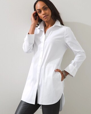 No-Iron Stretch Casual Collared Tunic
