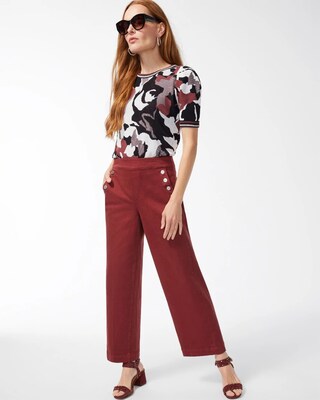 Pull-On Wide Leg Ankle Jeans