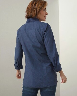 No-Iron Stretch Flower Print Tunic