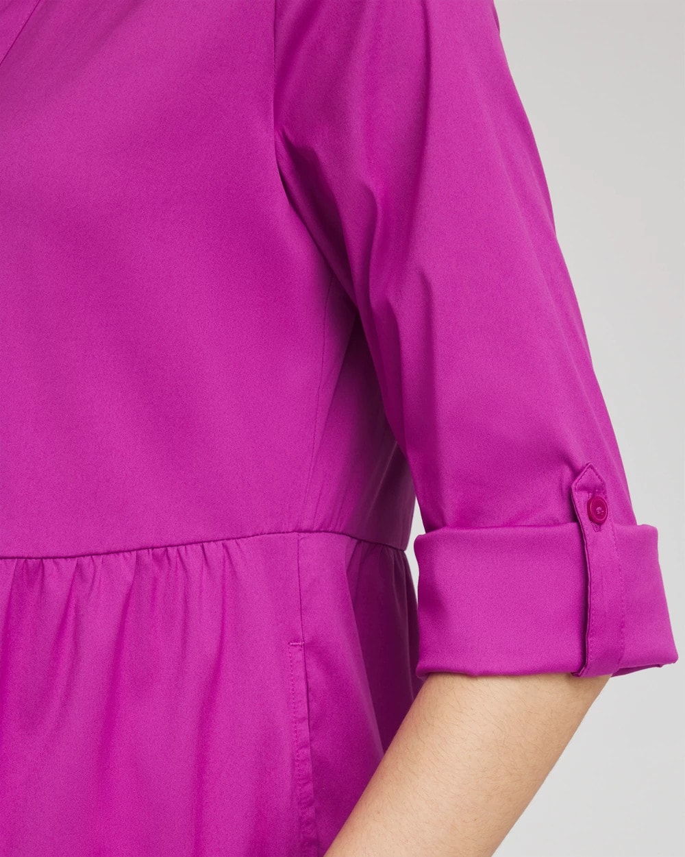 Poplin Roll Tab Sleeve Dress