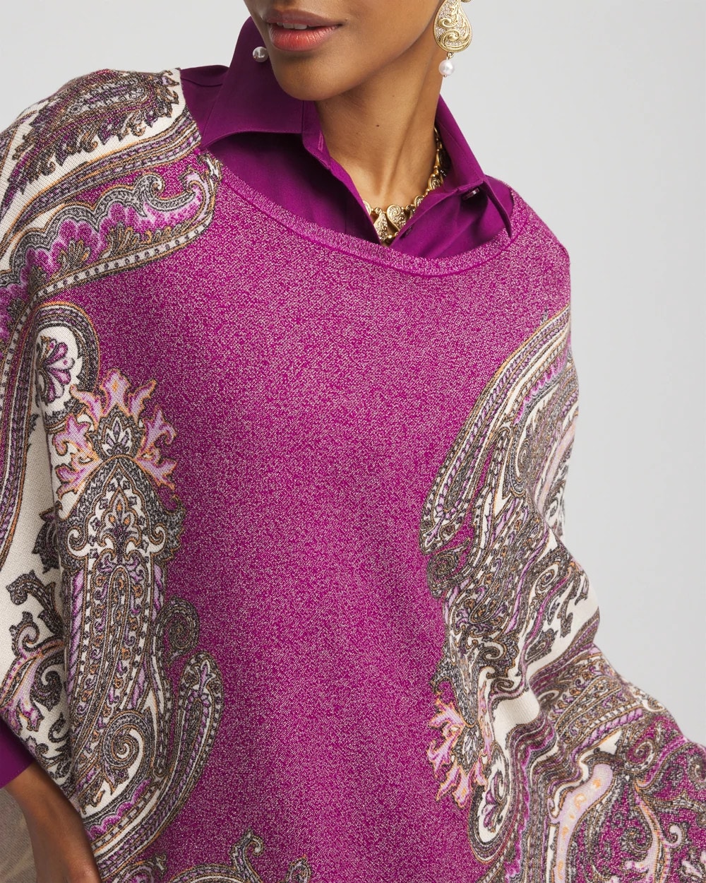 Shimmer Paisley Poncho