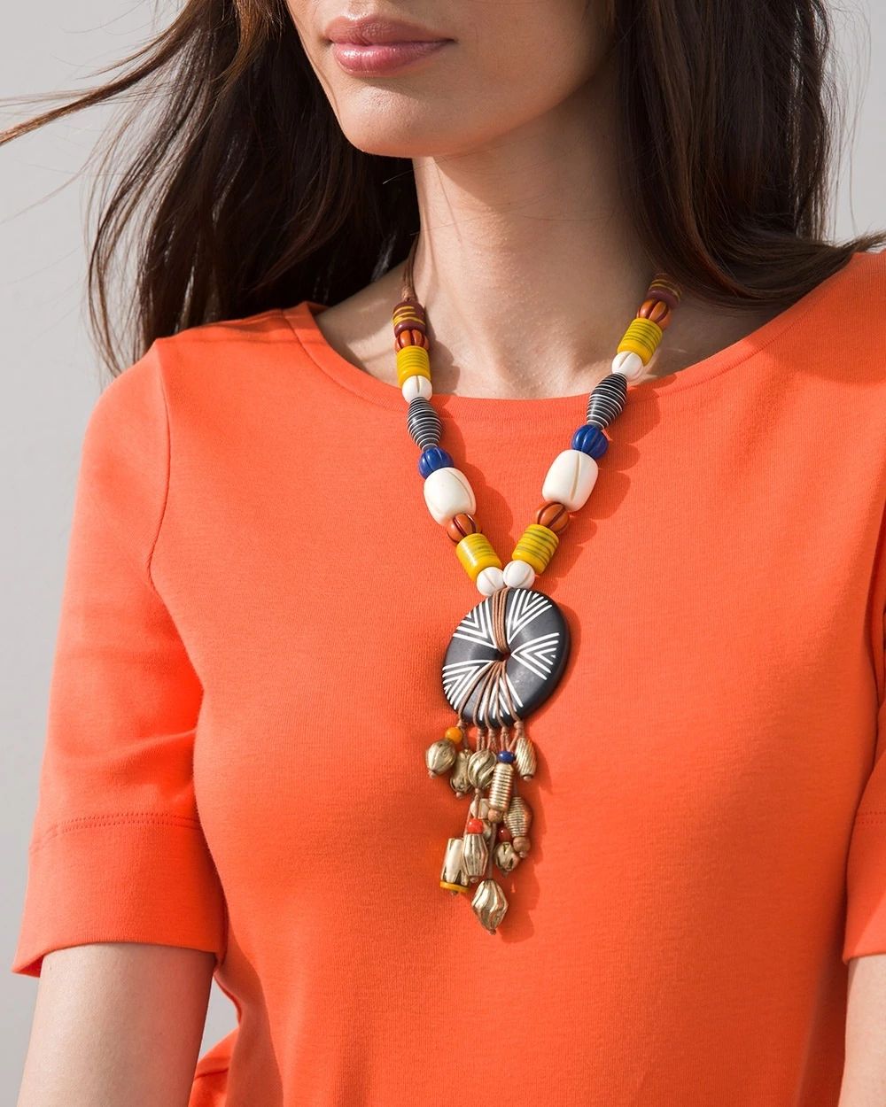 Folk Art Y-neck Tassel Necklace