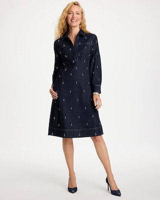 Embellished Denim Midi Shirtdress