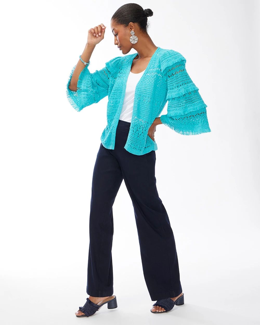 Tiered Fringe Sleeve Cardigan