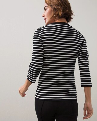 Zenergy Stripe Ribbed Henley Tee
