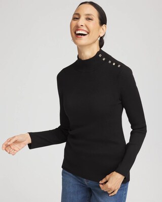 Ecovero™ Button Mock Neck Sweater