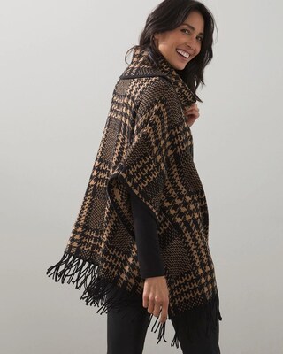 Plaid Knit Poncho