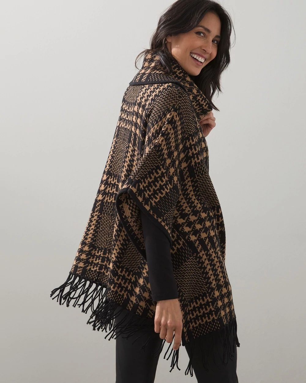 Plaid Knit Poncho