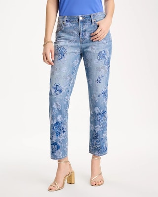 Embellished Girlfriend Crop Jean