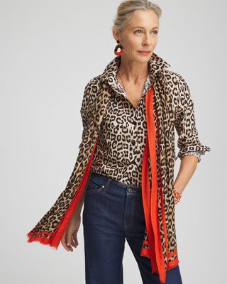 Leopard Print Oblong Scarf