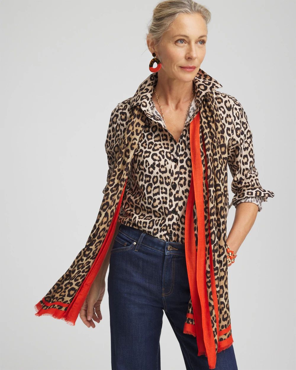 Leopard Print Oblong Scarf