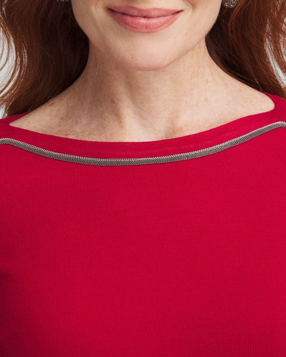 Caviar Bead Bateau Neck Sweater click to view larger image.