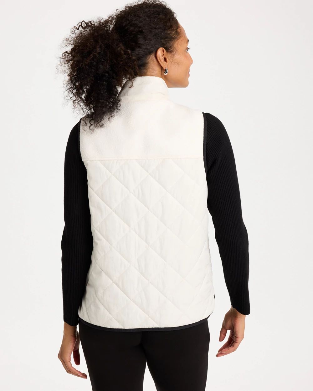 Zenergy® Quilted Fleece-Sherpa Trim Hooded Vest click to view larger image.