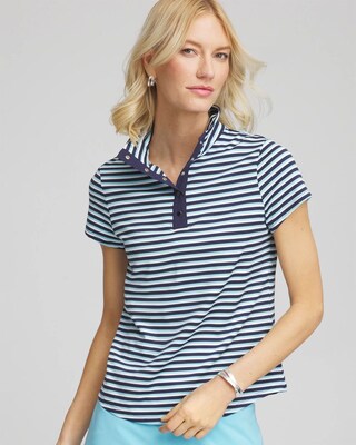 Zenergy® Striped UPF Mockneck Short-Sleeve Top