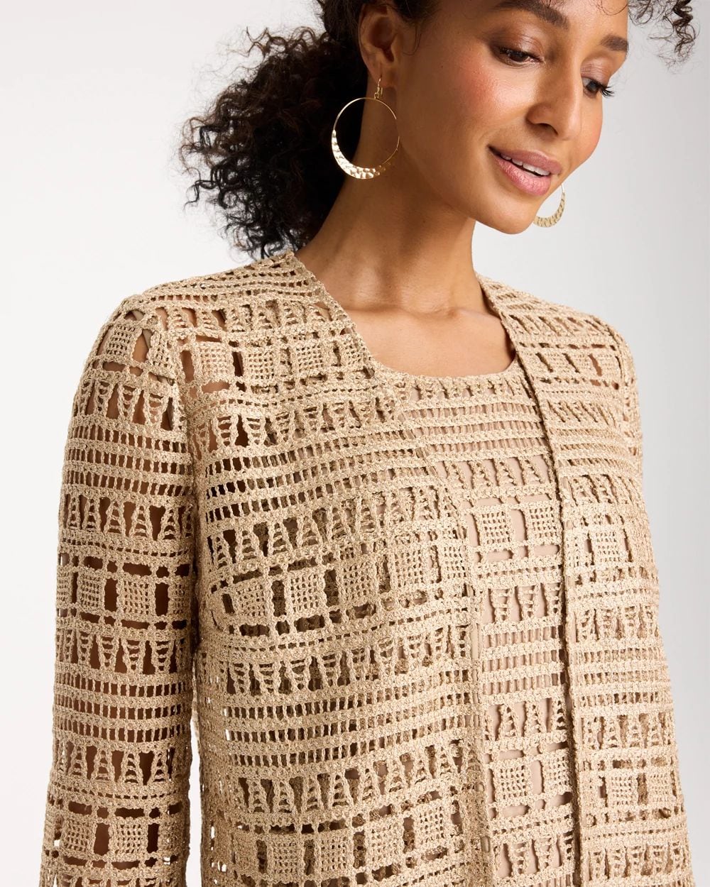 Travelers™ Metallic Crochet Cardigan
