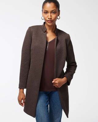 Chevron Jacquard Boyfriend Blazer