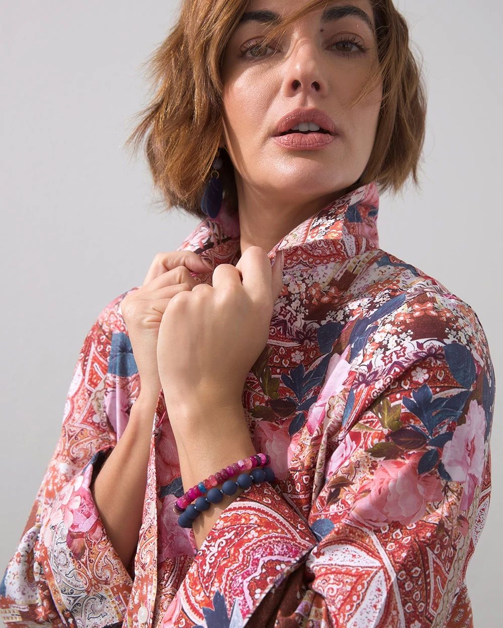 No-Iron Stretch Tapestry Print Shirt