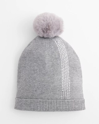 Rhinestone Cashmere Blend Pom Pom Hat click to view larger image.