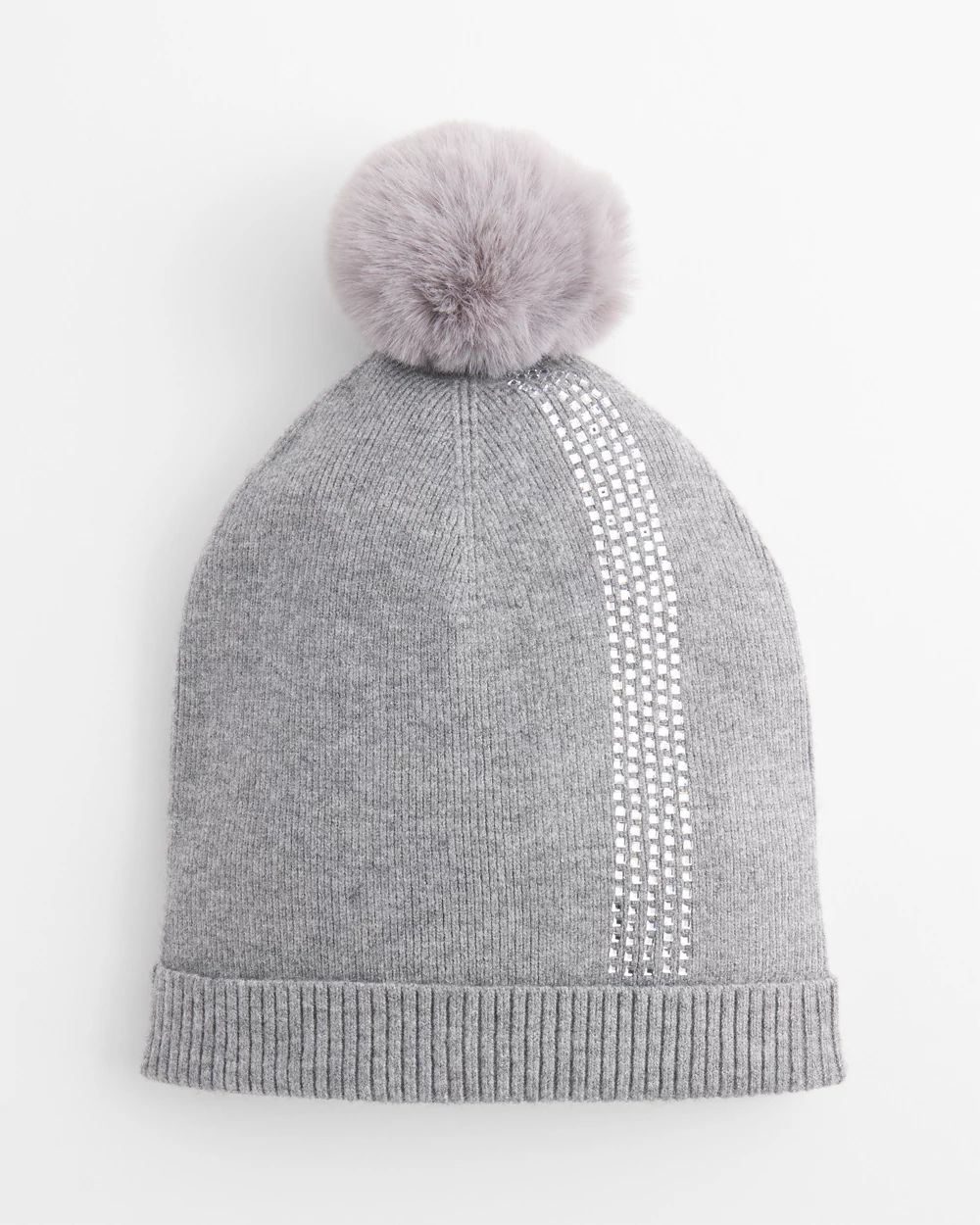 Rhinestone Cashmere Blend Pom Pom Hat