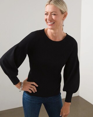 Rib Knit Blouse Sleeve Pullover