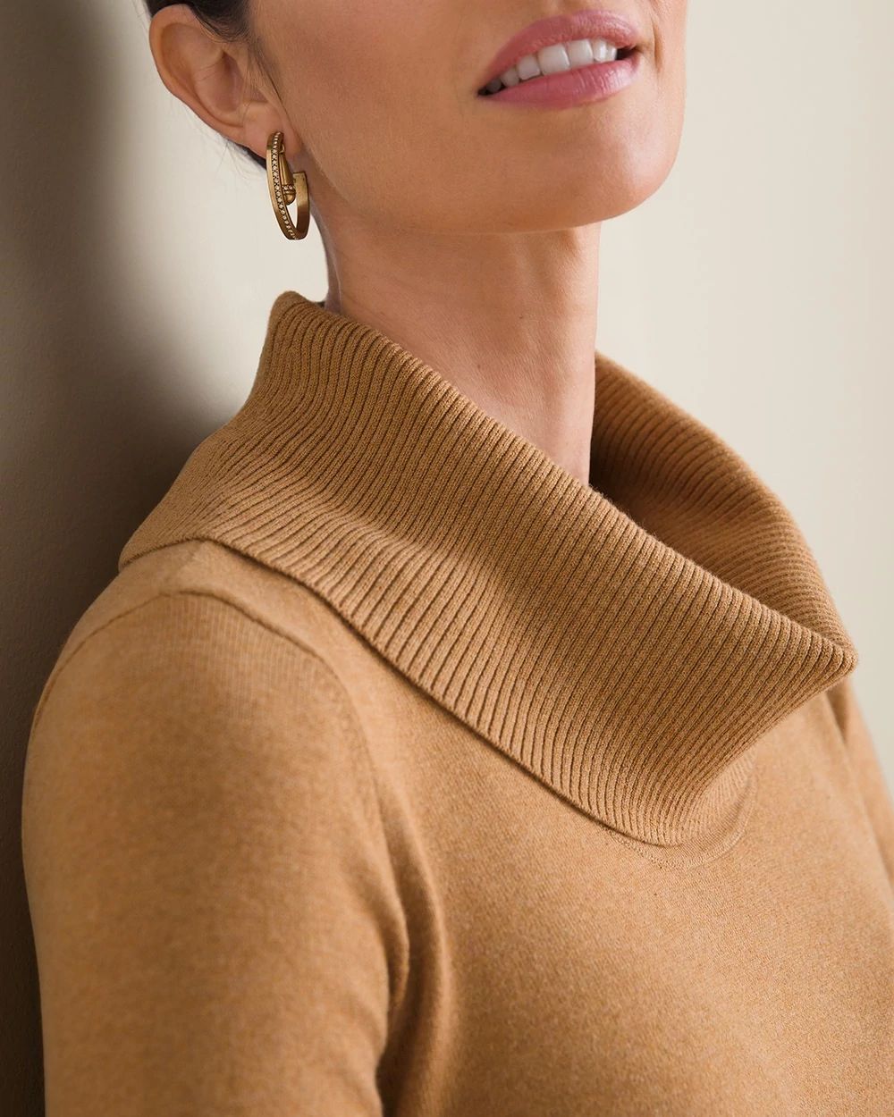 Fine-Gauge Cowl-Neck Sweater Dress