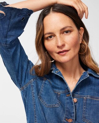 Cropped Floral Denim Jacket