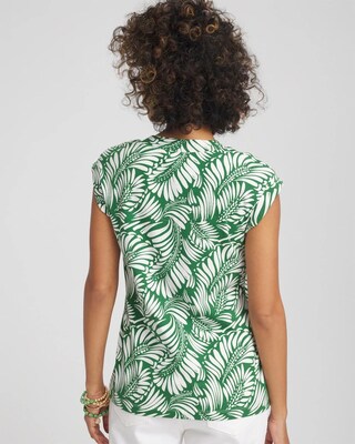 Palm-Frond-Print Cap-Sleeve Top click to view larger image.