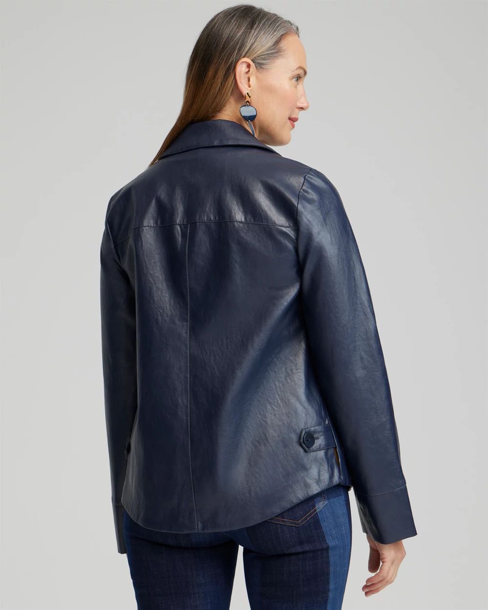 Faux Leather Cropped Jacket