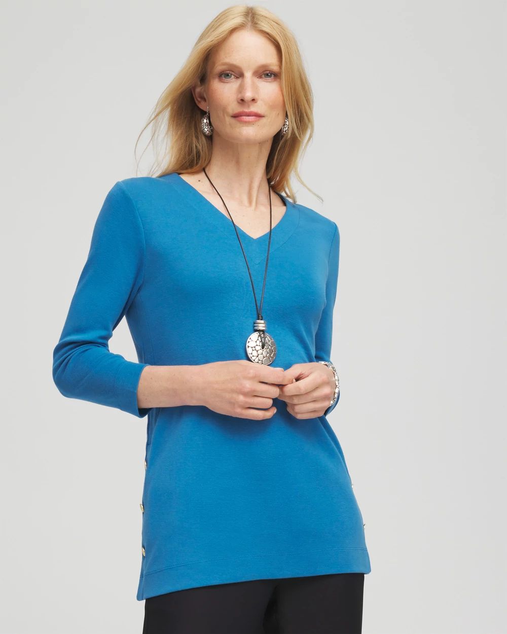 V-neck Button Detail Tunic