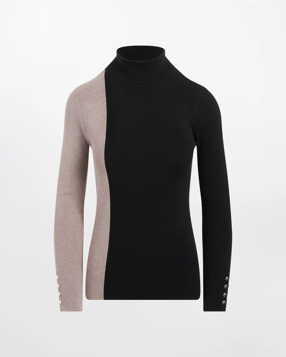 ECOVERO Neutral Colorblock Turtleneck Sweater click to view larger image.