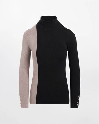 ECOVERO Neutral Colorblock Turtleneck Sweater click to view larger image.