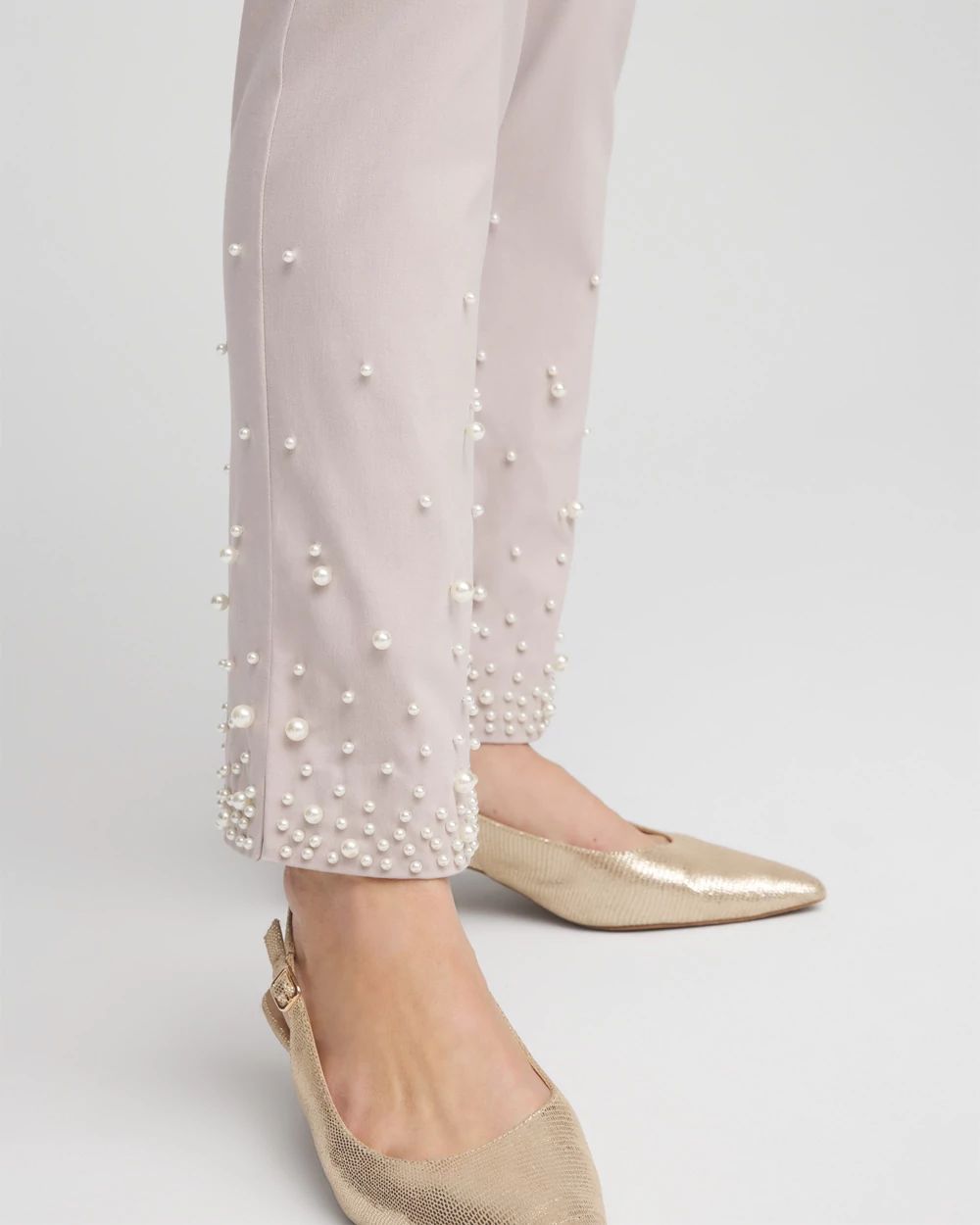 Petite Brigitte Faux Pearl Slim Ankle Pants