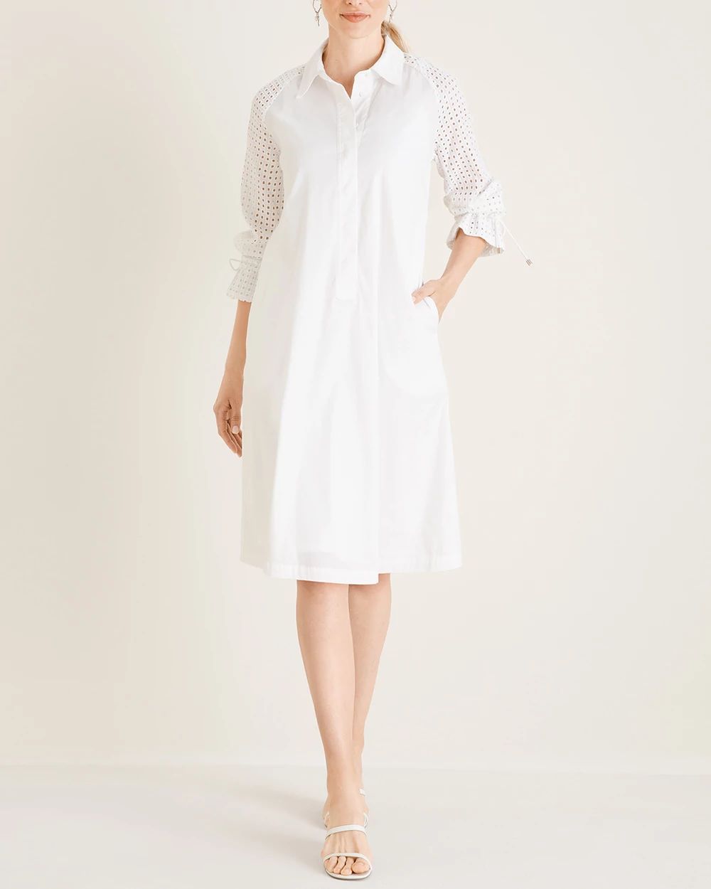 Eyelet-Sleeve Dress