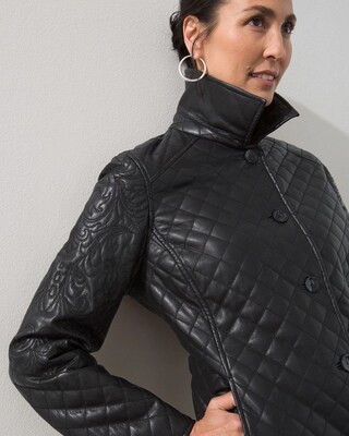 Faux-Leather Quilted Jacket
