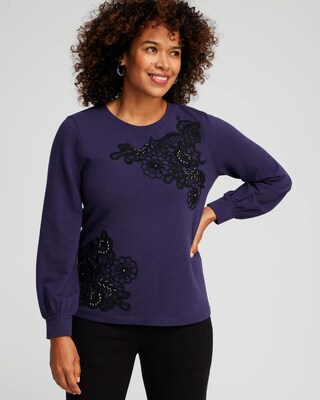 Zenergy® French Terry Applique Sweatshirt