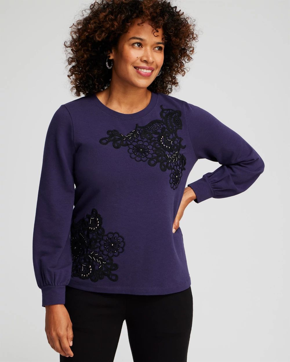 Zenergy® French Terry Applique Sweatshirt